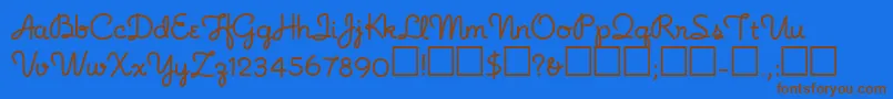 Noodlescript Font – Brown Fonts on Blue Background
