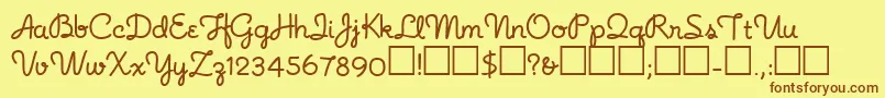 Noodlescript Font – Brown Fonts on Yellow Background