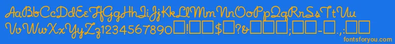 Noodlescript Font – Orange Fonts on Blue Background