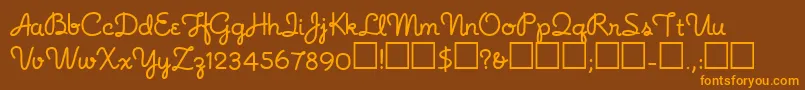 Noodlescript Font – Orange Fonts on Brown Background