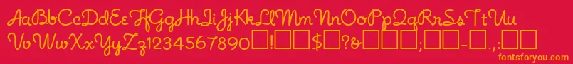 Noodlescript-fontti – oranssit fontit punaisella taustalla