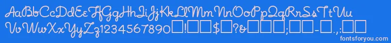 Noodlescript Font – Pink Fonts on Blue Background