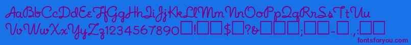 Noodlescript Font – Purple Fonts on Blue Background