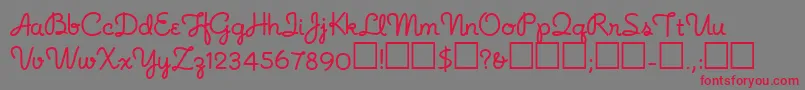 Noodlescript-fontti – punaiset fontit harmaalla taustalla
