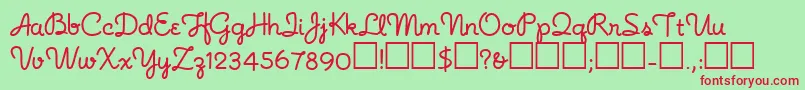 Czcionka Noodlescript – czerwone czcionki na zielonym tle