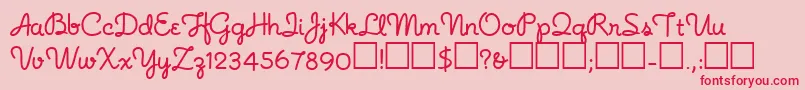 Noodlescript Font – Red Fonts on Pink Background