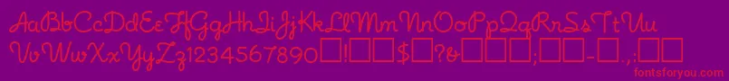 フォントNoodlescript – 紫の背景に赤い文字