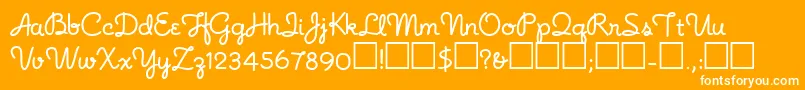 フォントNoodlescript – オレンジの背景に白い文字