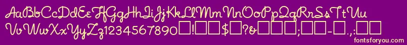 Noodlescript-Schriftart – Gelbe Schriften auf violettem Hintergrund