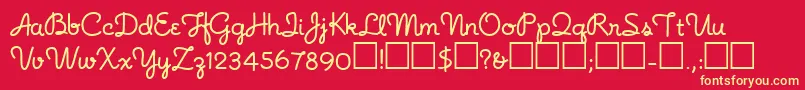フォントNoodlescript – 黄色の文字、赤い背景