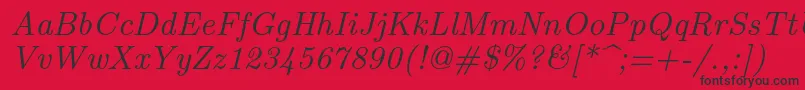 Шрифт Lmroman9Italic – чёрные шрифты на красном фоне