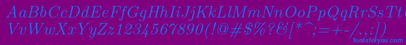 Lmroman9Italic Font – Blue Fonts on Purple Background