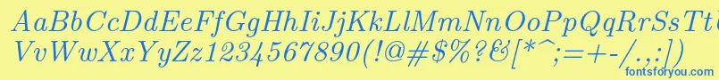 Lmroman9Italic Font – Blue Fonts on Yellow Background