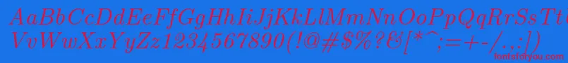Lmroman9Italic Font – Red Fonts on Blue Background