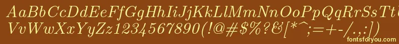 Шрифт Lmroman9Italic – жёлтые шрифты на коричневом фоне