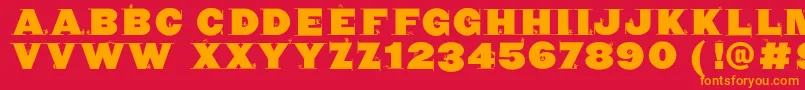 フォントCyclopsblax4dirk – 赤い背景にオレンジの文字