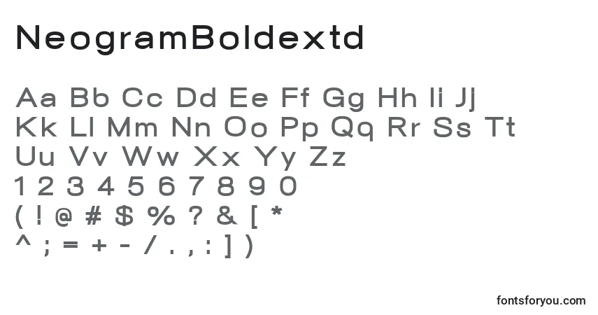 Schriftart NeogramBoldextd – Alphabet, Zahlen, spezielle Symbole