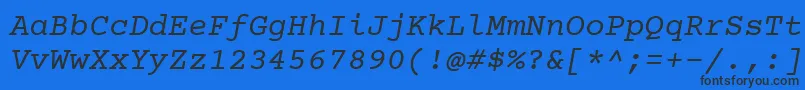 Шрифт Courierprime Italic – чёрные шрифты на синем фоне