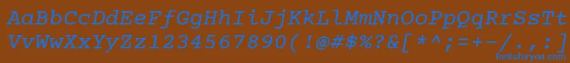 Шрифт Courierprime Italic – синие шрифты на коричневом фоне