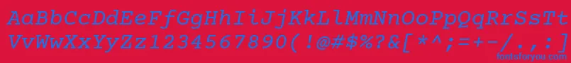 Courierprime Italic Font – Blue Fonts on Red Background