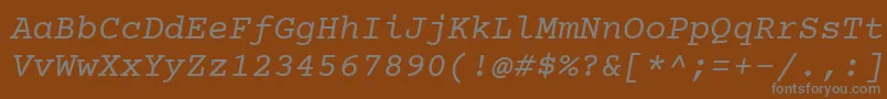 Saiba mais sobre a fonte Courierprime Italic Fonte Courierprime Italic – fontes cinzas em um fundo marrom