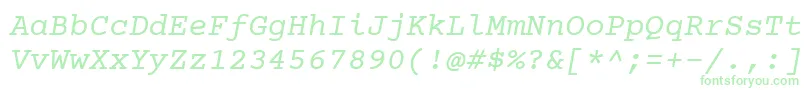 Fonte Courierprime Italic – fontes verdes em um fundo branco