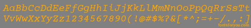 フォントCourierprime Italic – オレンジの文字は灰色の背景にあります。