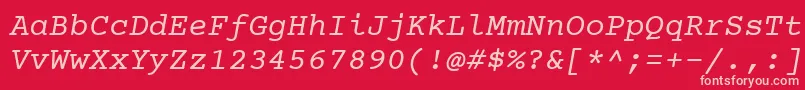 Шрифт Courierprime Italic – розовые шрифты на красном фоне