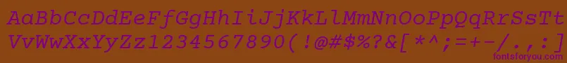 fuente Courierprime Italic – Fuentes Moradas Sobre Fondo Marrón