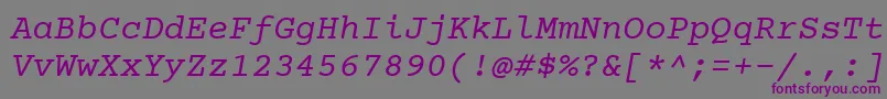Шрифт Courierprime Italic – фиолетовые шрифты на сером фоне