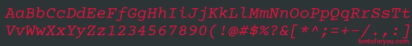 Czcionka Courierprime Italic – czerwone czcionki na czarnym tle