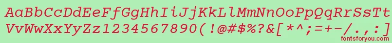 Шрифт Courierprime Italic – красные шрифты на зелёном фоне
