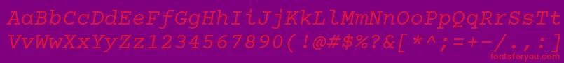 Courierprime Italic Font – Red Fonts on Purple Background