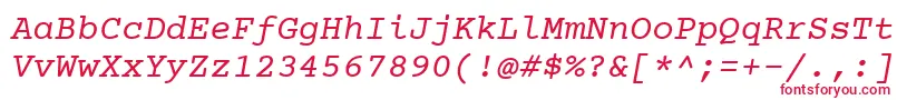 フォントCourierprime Italic – 白い背景に赤い文字