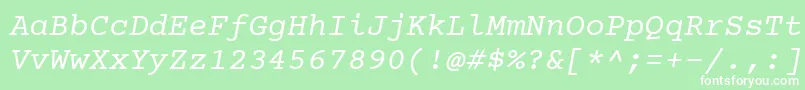 Fonte Courierprime Italic – fontes brancas em um fundo verde
