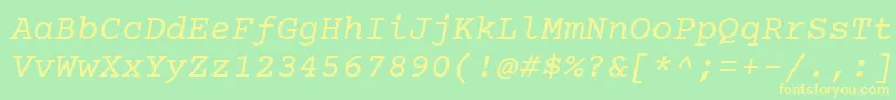 Courierprime Italic Font – Yellow Fonts on Green Background