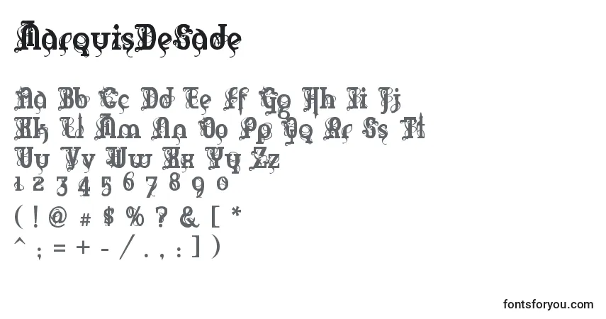 A fonte MarquisDeSade – alfabeto, números, caracteres especiais