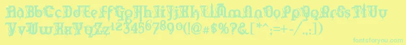 フォントMarquisDeSade – 黄色い背景に緑の文字