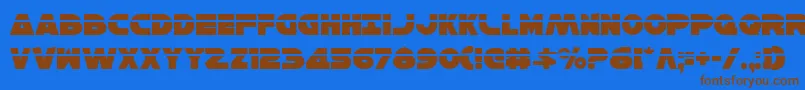 フォントHanSoloLaser – 茶色の文字が青い背景にあります。