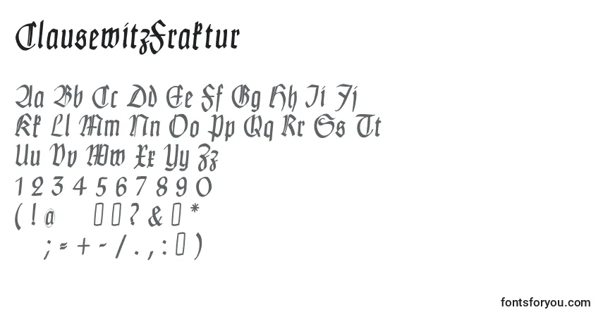 A fonte ClausewitzFraktur – alfabeto, números, caracteres especiais