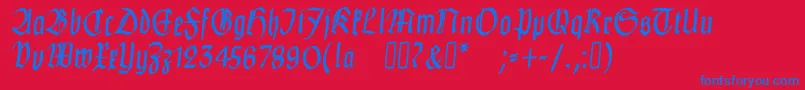 ClausewitzFraktur-Schriftart – Blaue Schriften auf rotem Hintergrund