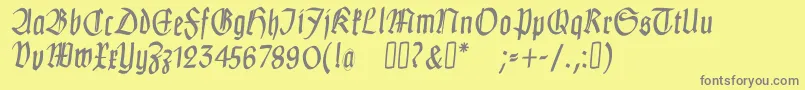 フォントClausewitzFraktur – 黄色の背景に灰色の文字