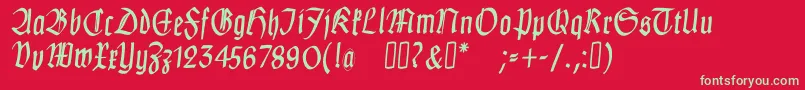 fuente ClausewitzFraktur – Fuentes Verdes Sobre Fondo Rojo