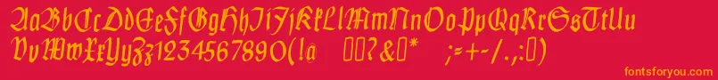 Шрифт ClausewitzFraktur – оранжевые шрифты на красном фоне
