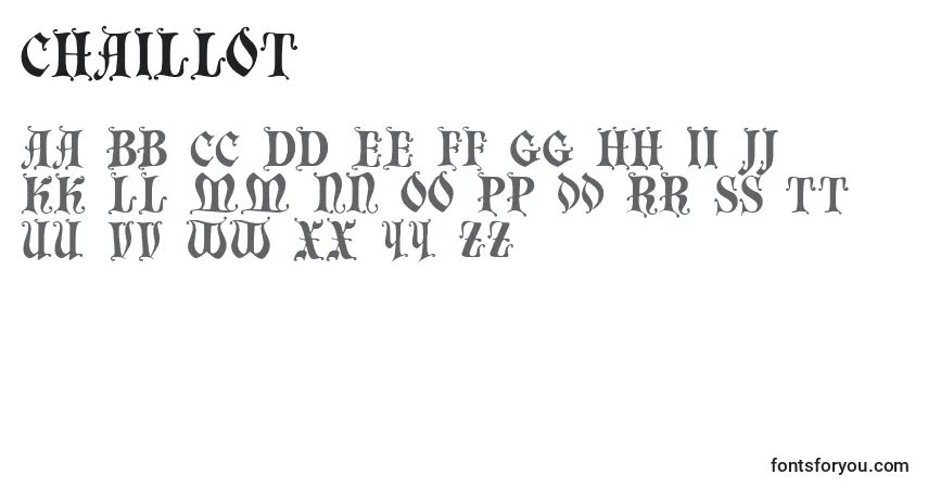 Chaillot-fontti – aakkoset, numerot, erikoismerkit