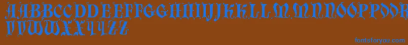 フォントChaillot – 茶色の背景に青い文字