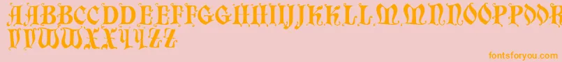 Fonte Chaillot – fontes laranjas em um fundo rosa