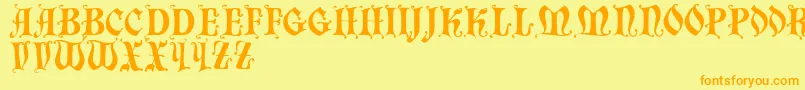 フォントChaillot – オレンジの文字が黄色の背景にあります。