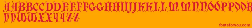 Czcionka Chaillot – czerwone czcionki na pomarańczowym tle