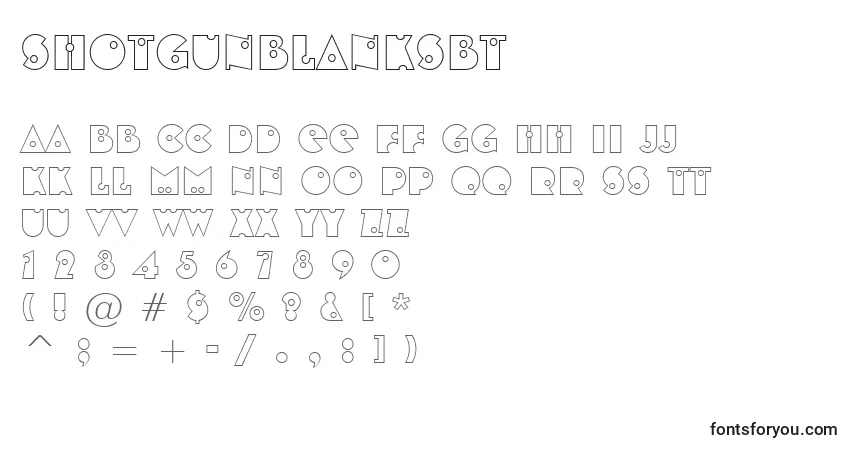 Czcionka ShotgunBlanksBt – alfabet, cyfry, specjalne znaki